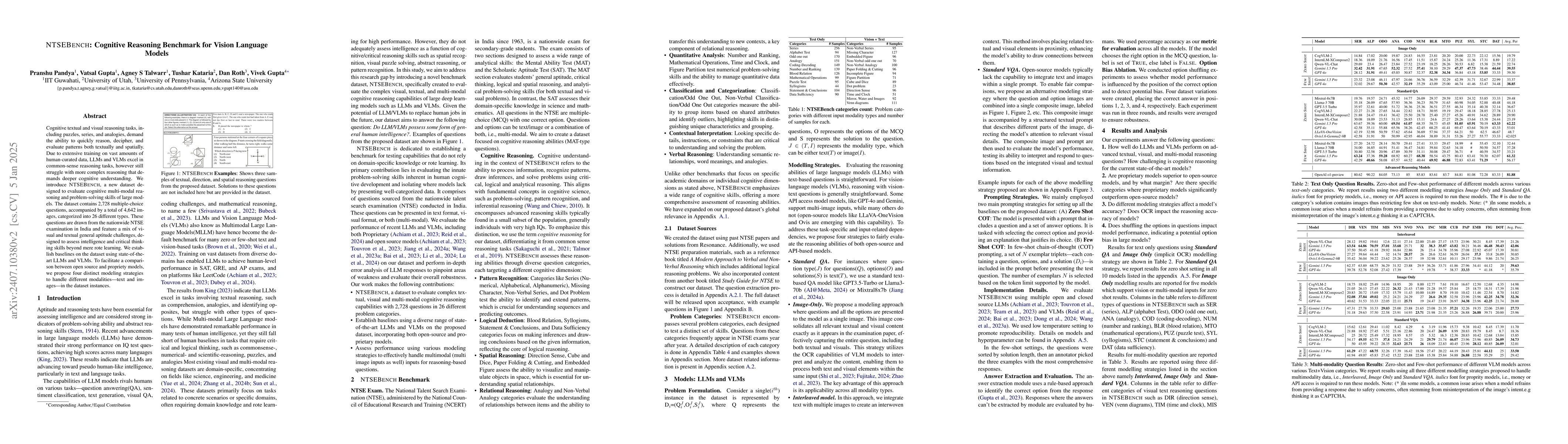 Thumbnail for NTSEBENCH: Cognitive Reasoning Benchmark for Vision Language Models