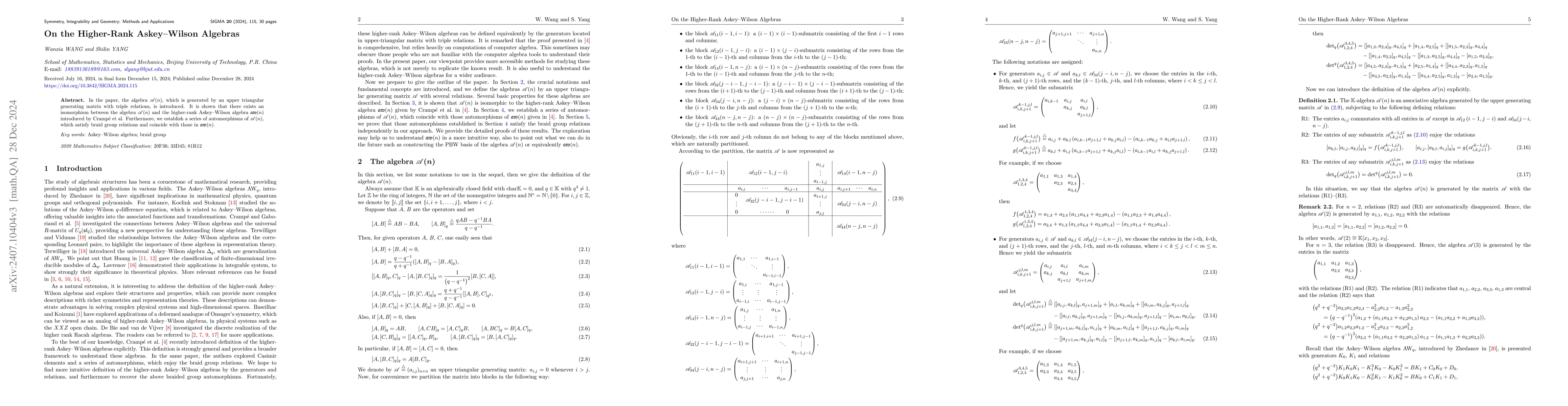 Thumbnail for On the higher-rank Askey-Wilson algebras