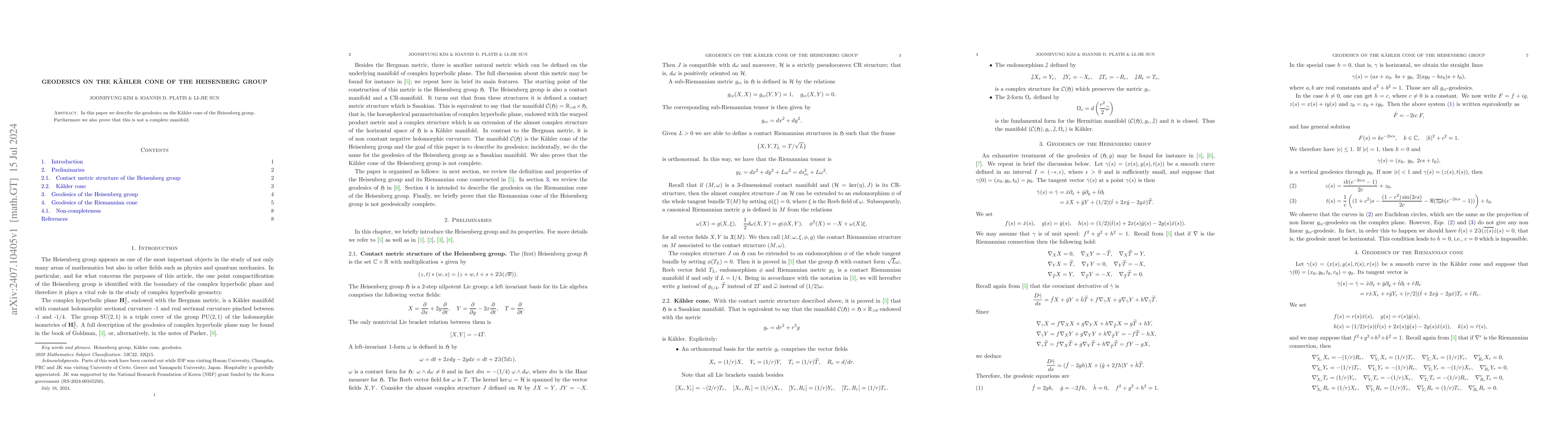Thumbnail for Geodesics on the Kahler cone of the Heisenberg group