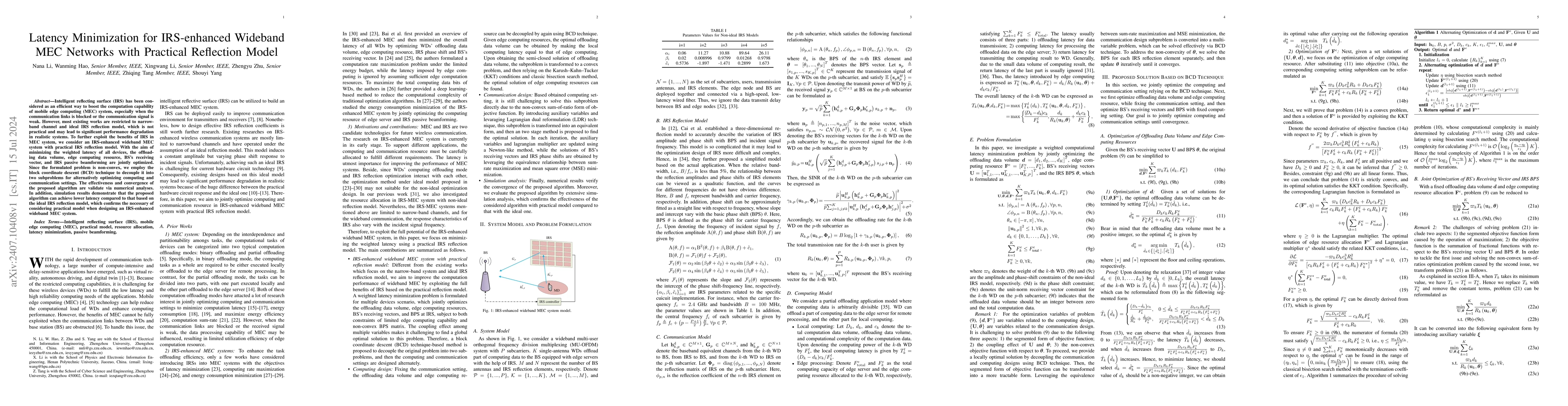 Thumbnail for Latency Minimization for IRS-enhanced Wideband MEC Networks with
  Practical Reflection Model