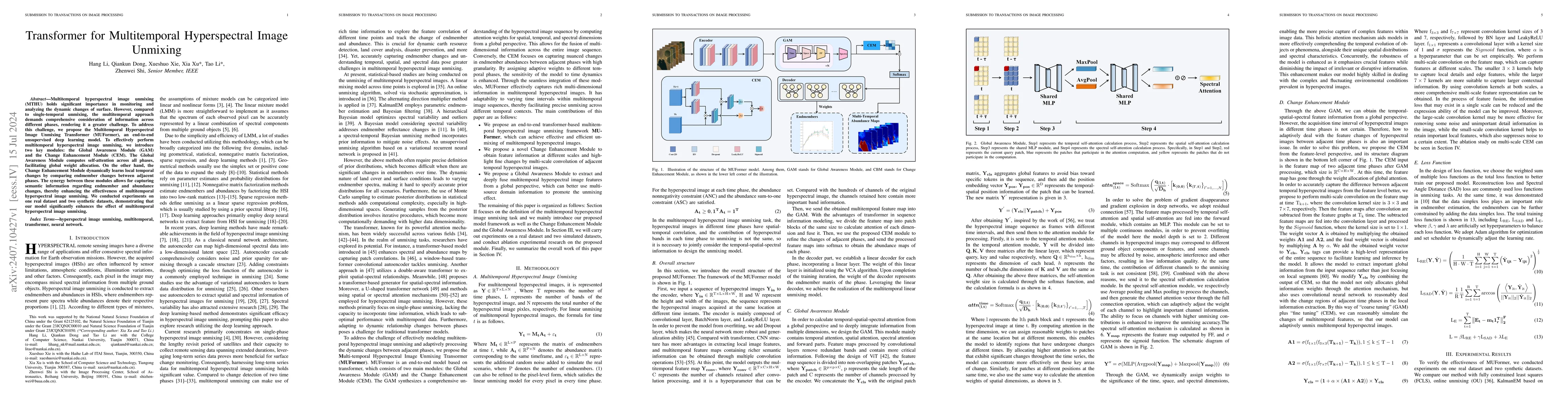 Thumbnail for Transformer for Multitemporal Hyperspectral Image Unmixing