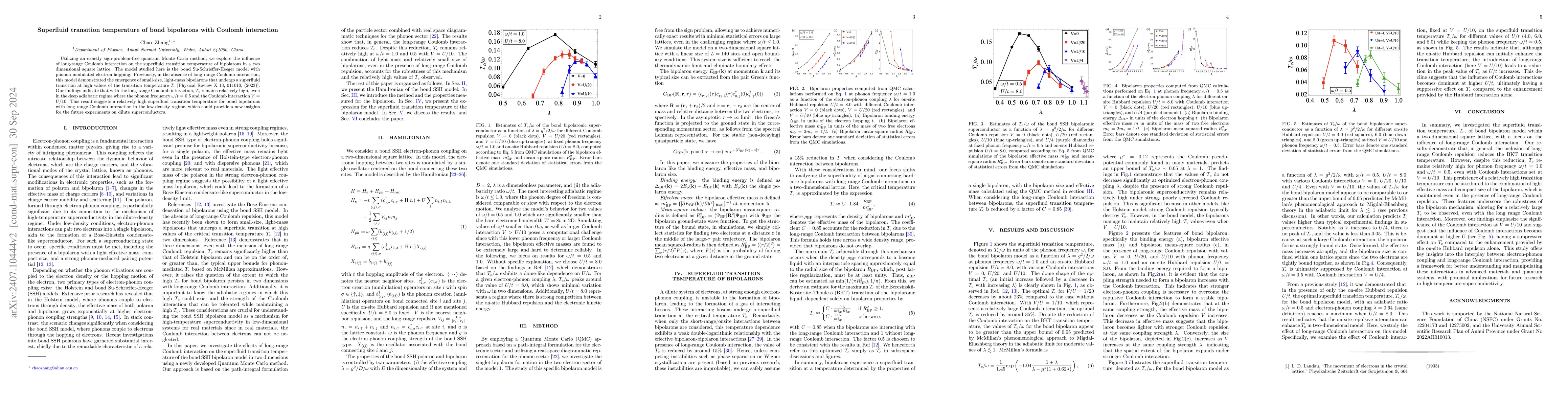 Thumbnail for Superfluid transition temperature of bond bipolarons with Coulomb
  interaction