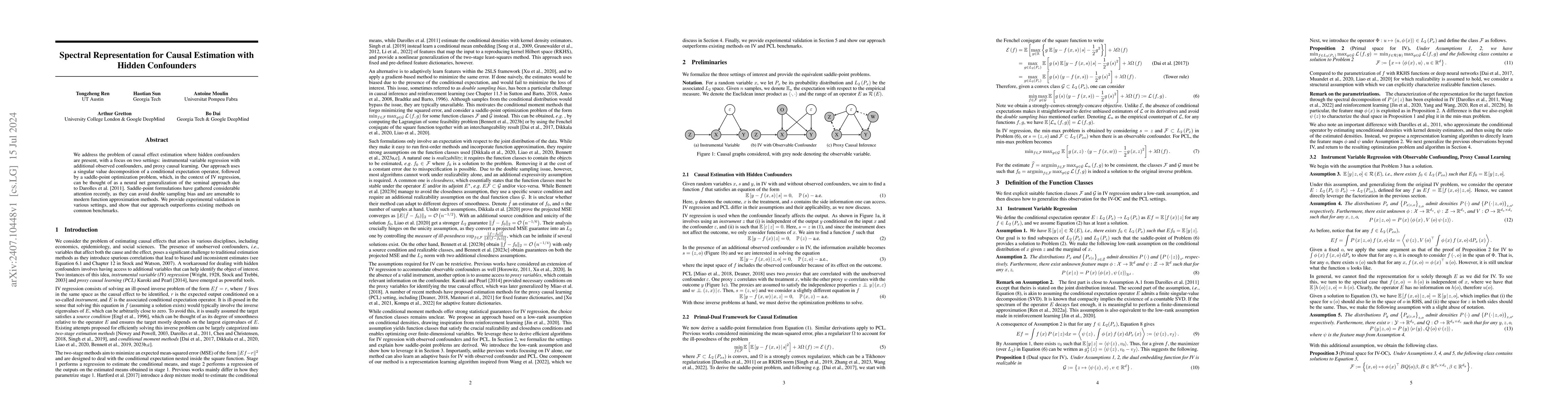 Thumbnail for Spectral Representation for Causal Estimation with Hidden Confounders