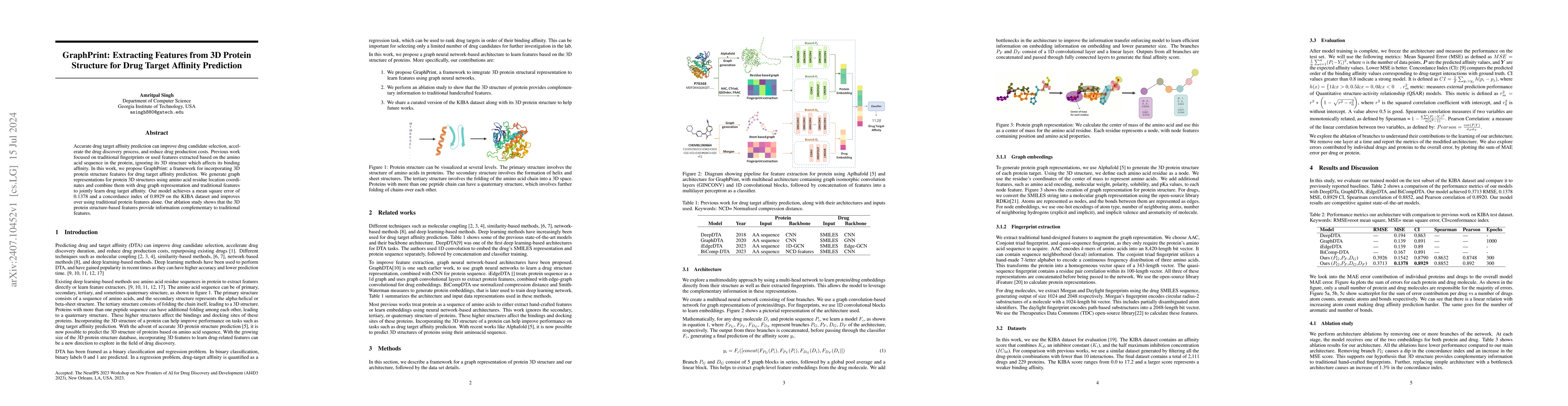 Thumbnail for GraphPrint: Extracting Features from 3D Protein Structure for Drug
  Target Affinity Prediction