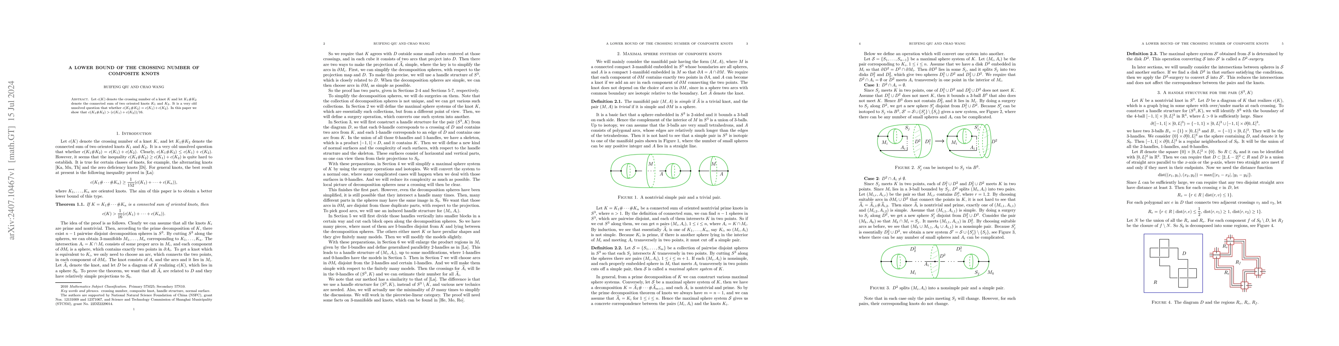 Thumbnail for A lower bound of the crossing number of composite knots