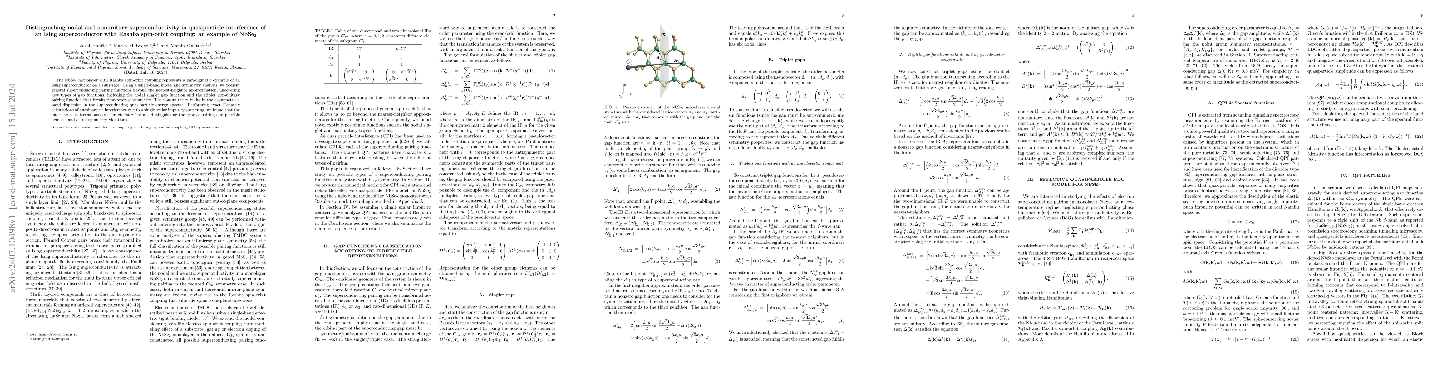 Thumbnail for Distinguishing nodal and nonunitary superconductivity in quasiparticle
  interference of an Ising superconductor with Rashba spin-orbit coupling: an
  example of NbSe$_2$