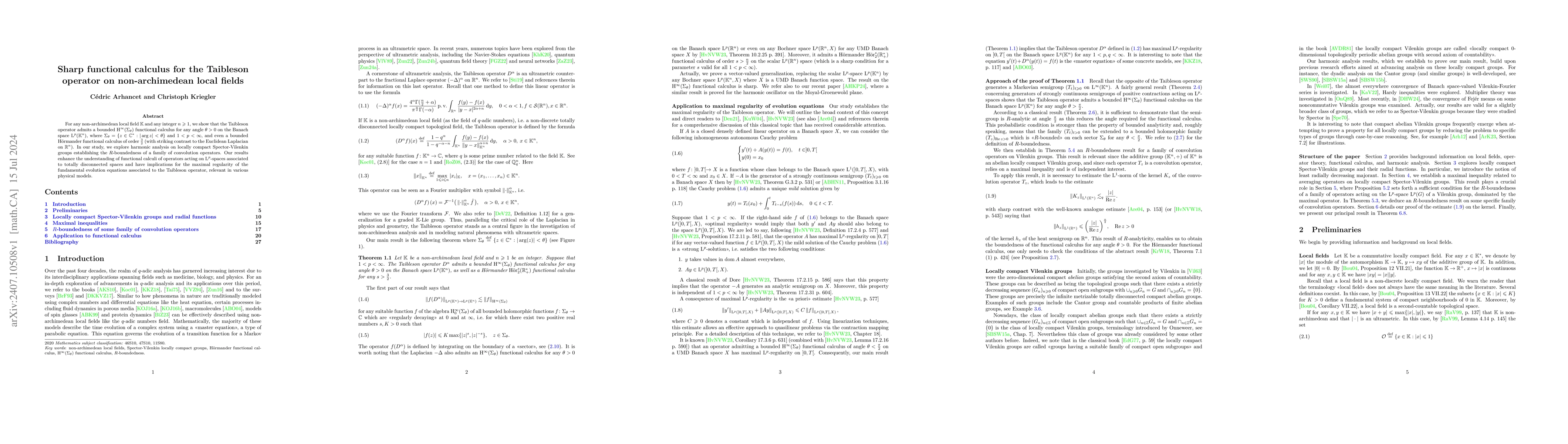 Thumbnail for Sharp functional calculus for the Taibleson operator on non-archimedean
  local fields