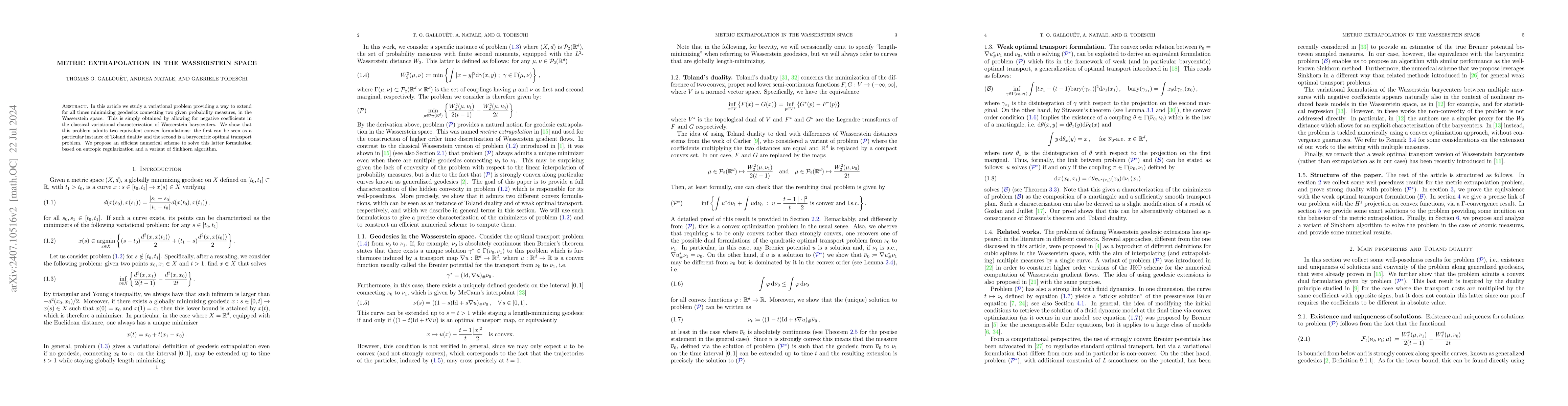 Thumbnail for Metric extrapolation in the Wasserstein space