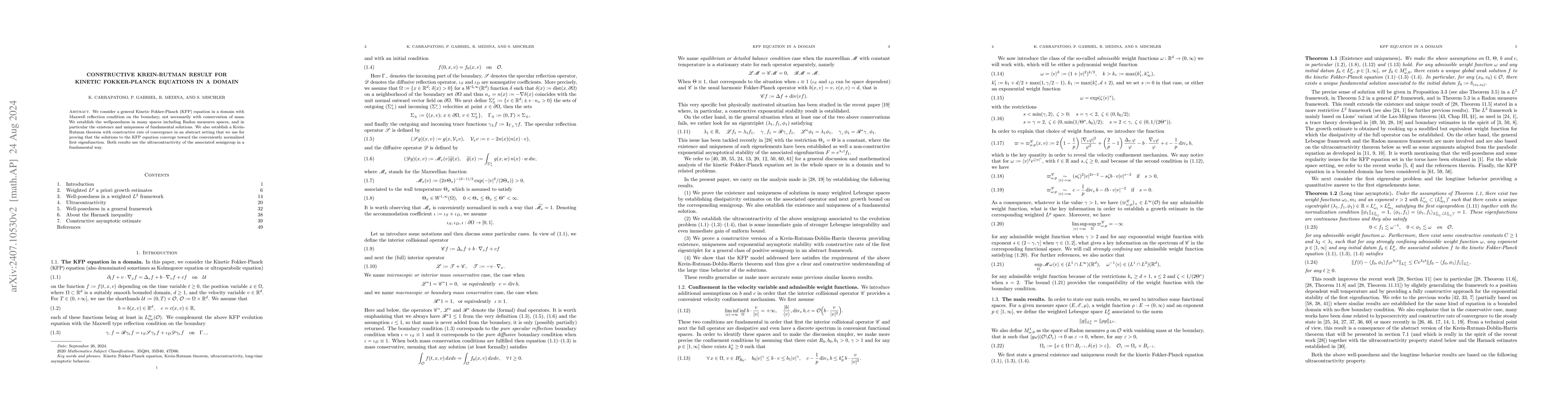 Thumbnail for Constructive Krein-Rutman result for Kinetic Fokker-Planck equations in
  a domain