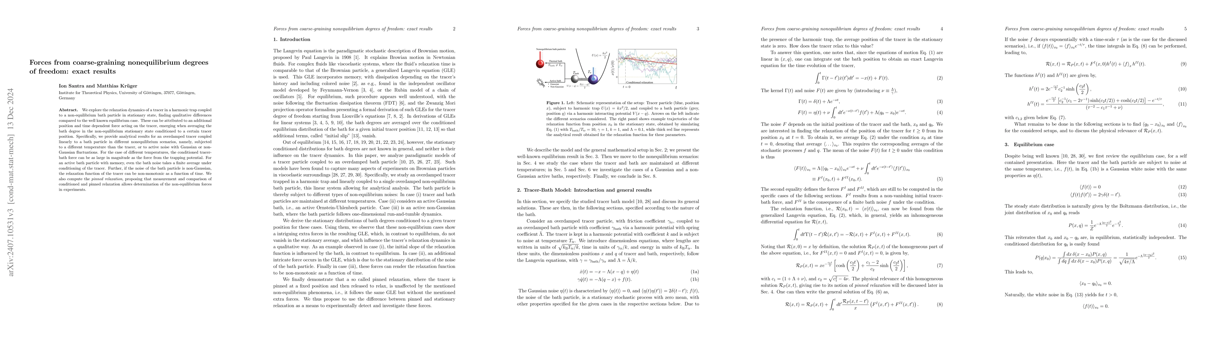 Thumbnail for Forces from coarse-graining nonequilibrium degrees of freedom: exact
  results
