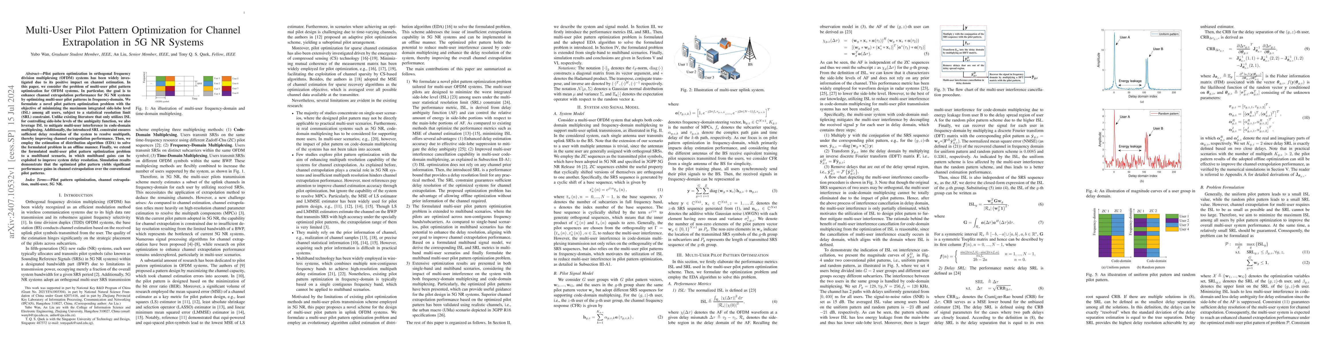 Thumbnail for Multi-User Pilot Pattern Optimization for Channel Extrapolation in 5G NR
  Systems