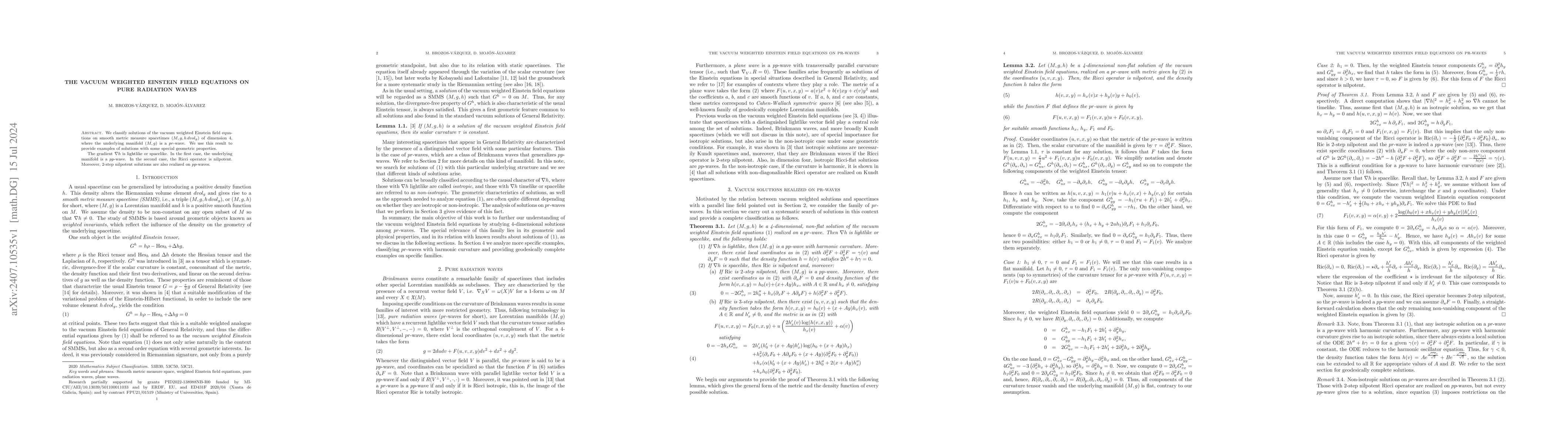 Thumbnail for The vacuum weighted Einstein field equations on pr-waves
