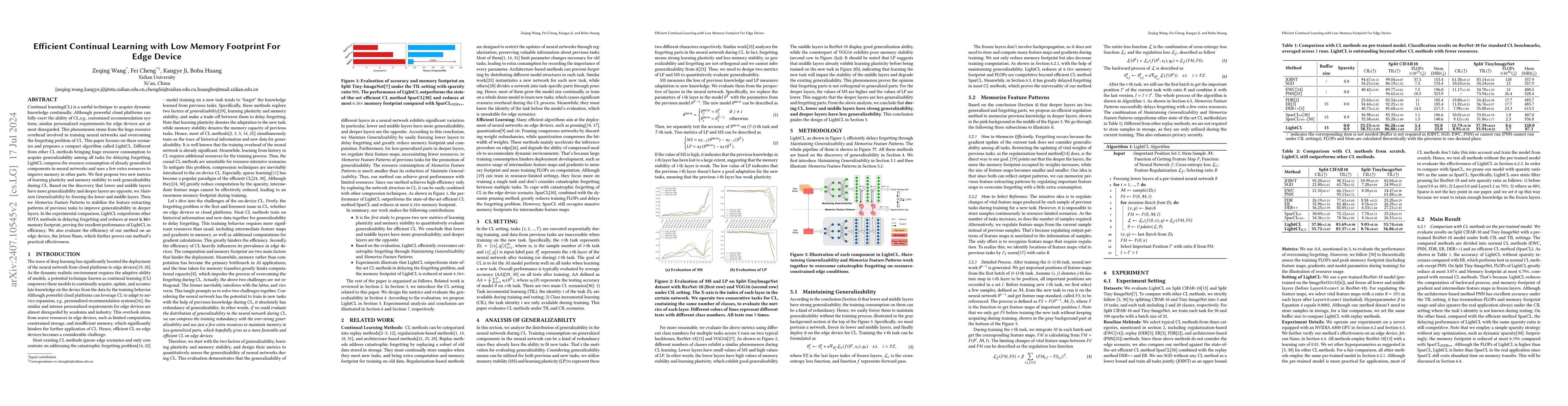 Thumbnail for Efficient Continual Learning with Low Memory Footprint For Edge Device