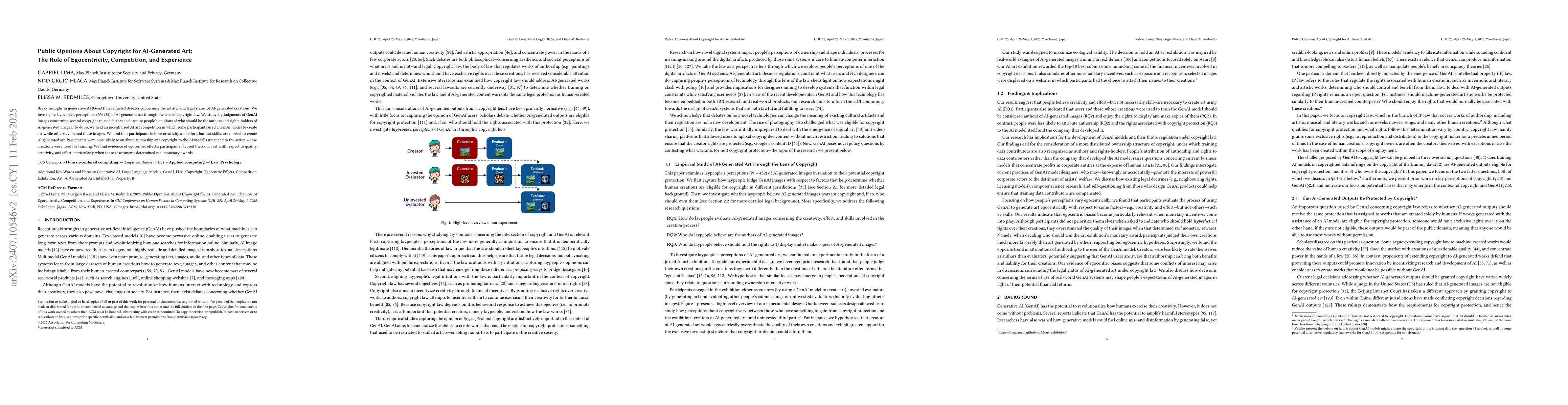 Thumbnail for Laypeople's Egocentric Perceptions of Copyright for AI-Generated Art
