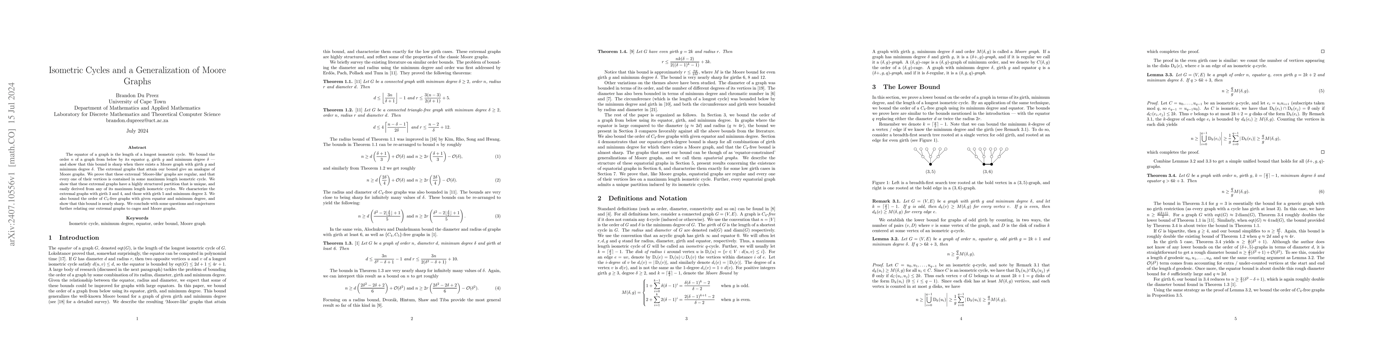 Thumbnail for Isometric Cycles and a Generalization of Moore Graphs