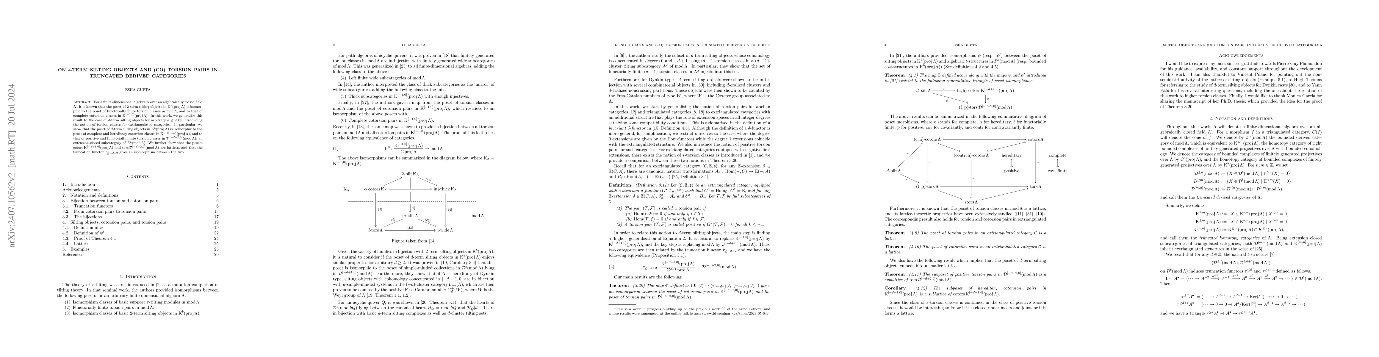 Thumbnail for $d$-term silting objects, torsion classes, and cotorsion classes