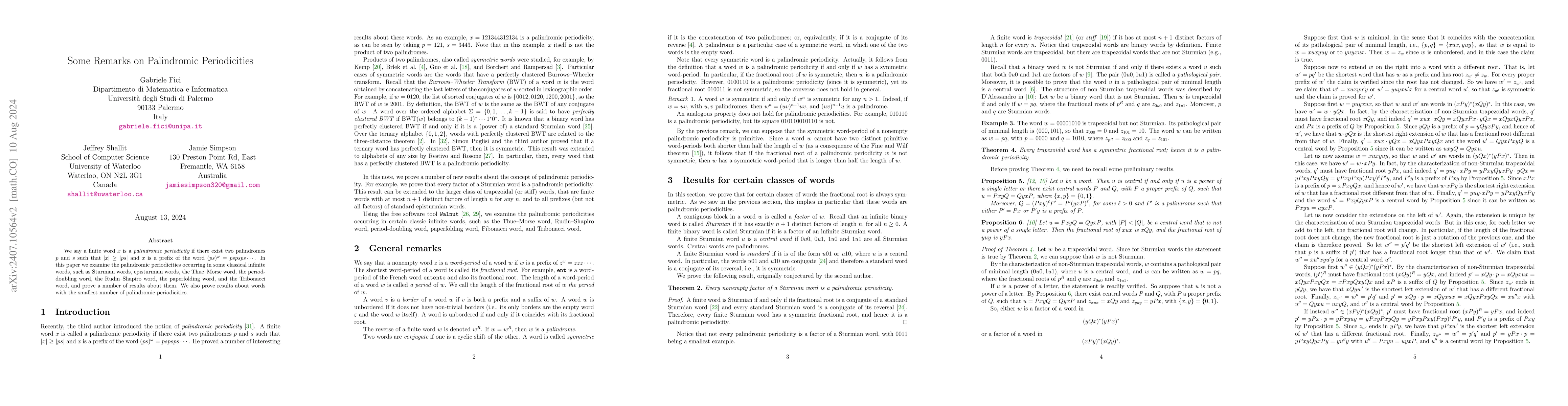 Thumbnail for Some Remarks on Palindromic Periodicities