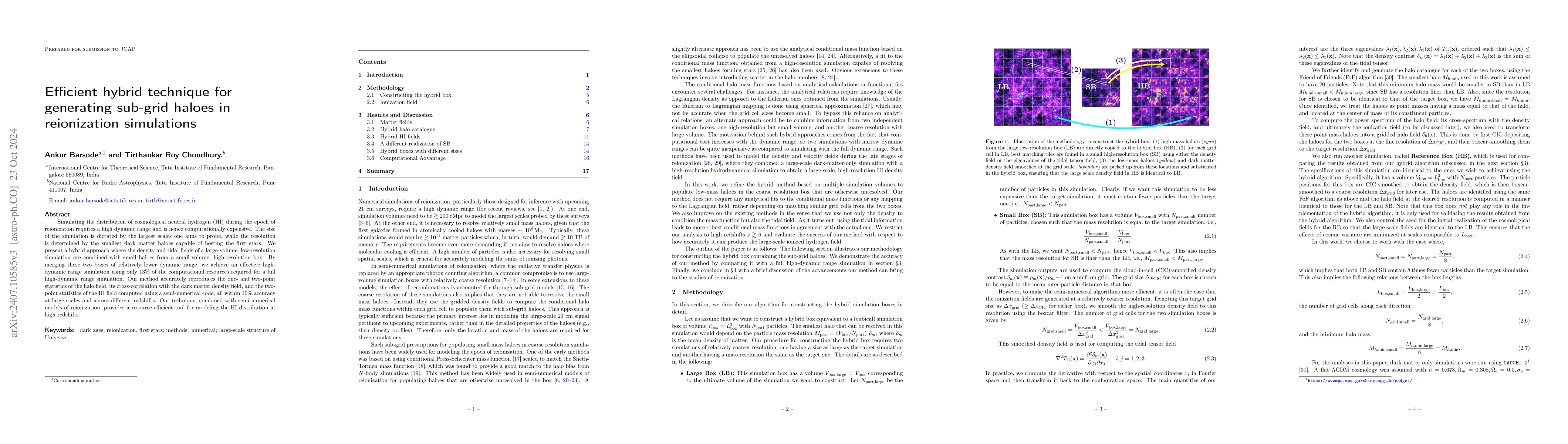 Thumbnail for Efficient hybrid technique for generating sub-grid haloes in
  reionization simulations