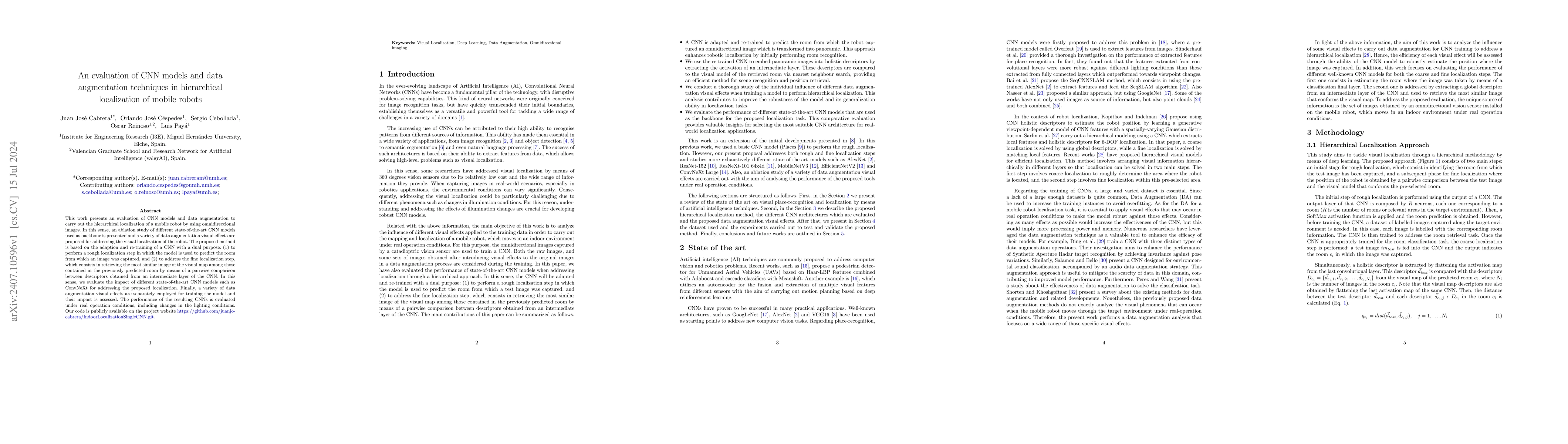 Thumbnail for An evaluation of CNN models and data augmentation techniques in
  hierarchical localization of mobile robots