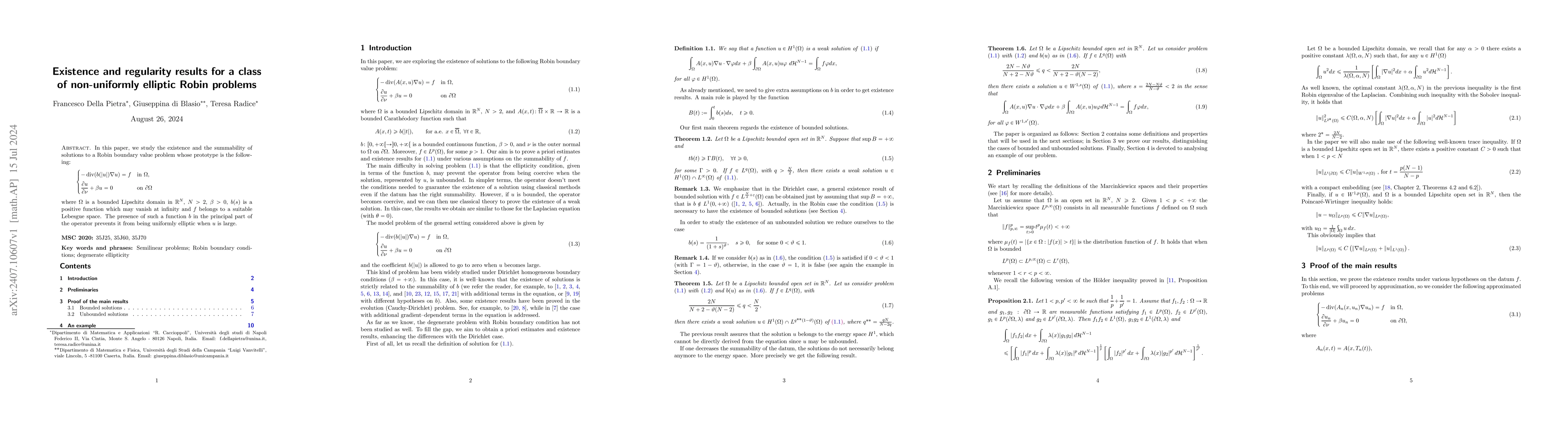 Thumbnail for Existence and regularity results for a class of non-uniformly elliptic
  Robin problems