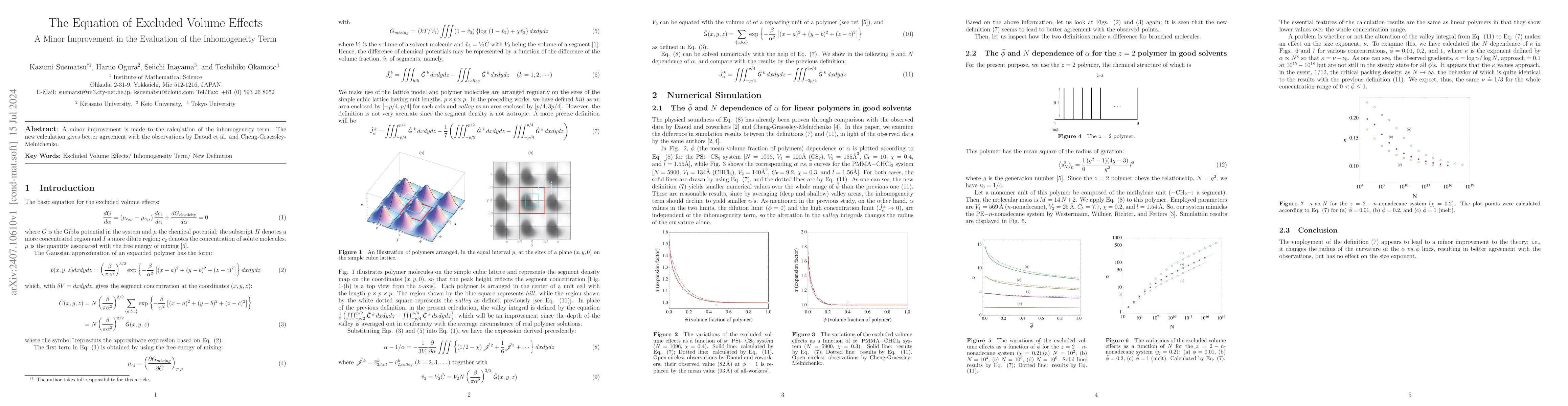 Thumbnail for The Equation of Excluded Volume Effects: A Minor Improvement in the
  Evaluation of the Inhomogeneity Term