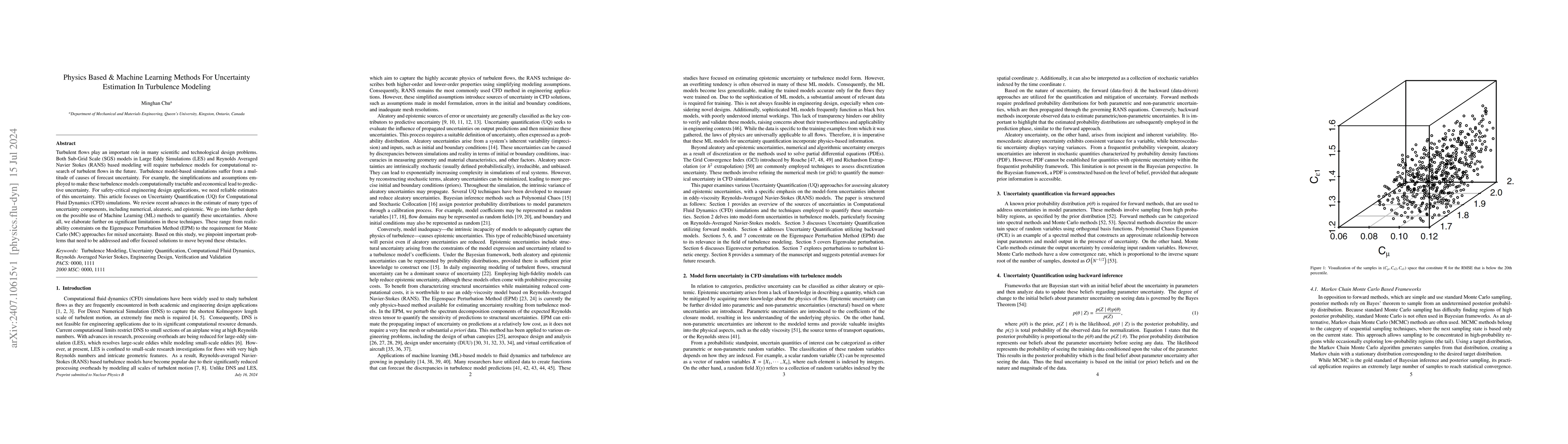 Thumbnail for Physics Based & Machine Learning Methods For Uncertainty Estimation In
  Turbulence Modeling