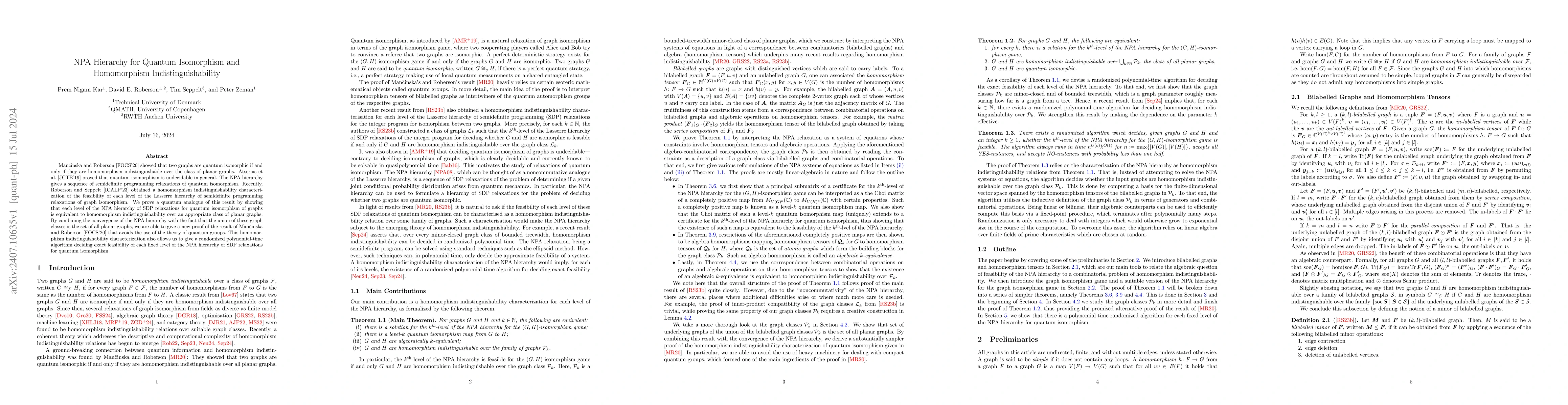 Thumbnail for NPA Hierarchy for Quantum Isomorphism and Homomorphism
  Indistinguishability
