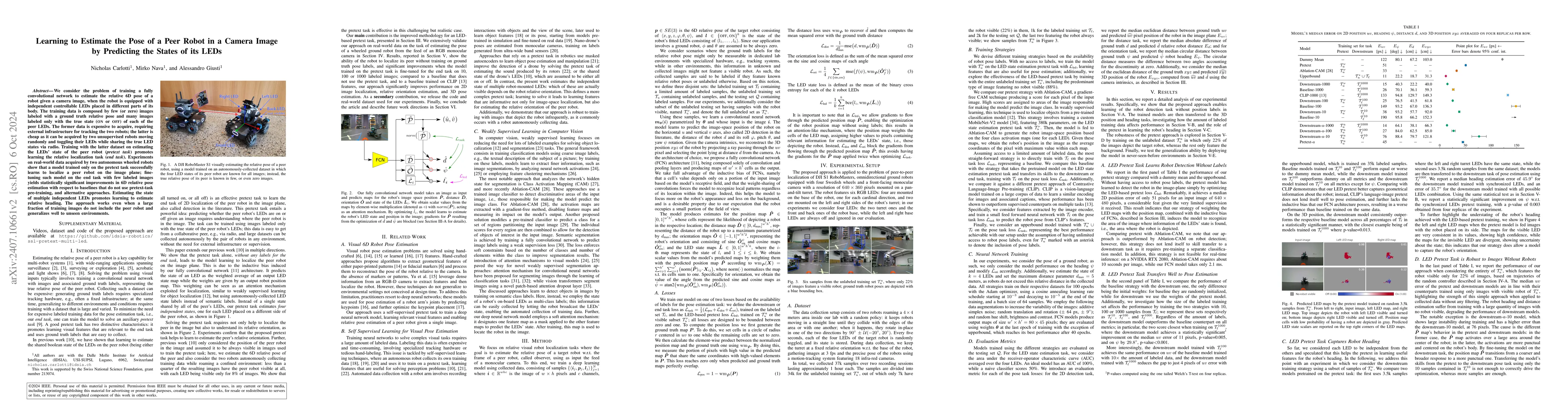 Thumbnail for Learning to Estimate the Pose of a Peer Robot in a Camera Image by
  Predicting the States of its LEDs