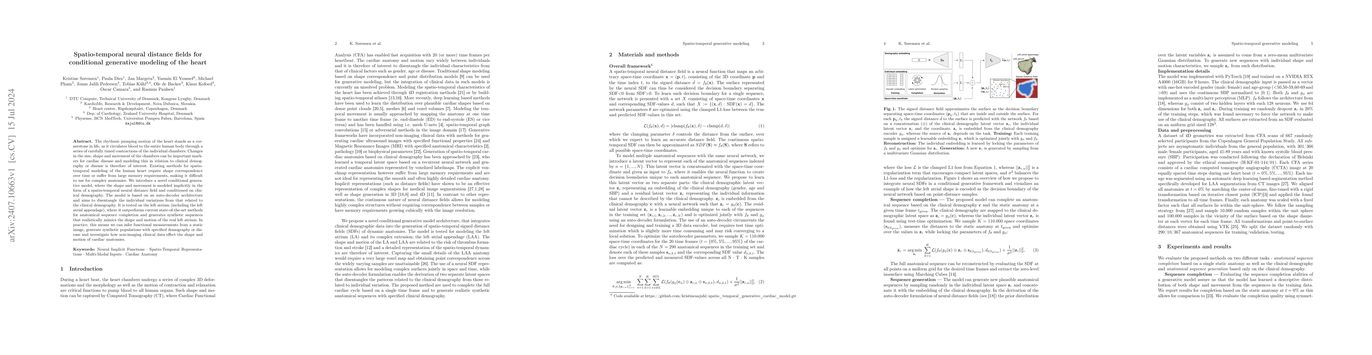 Thumbnail for Spatio-temporal neural distance fields for conditional generative
  modeling of the heart