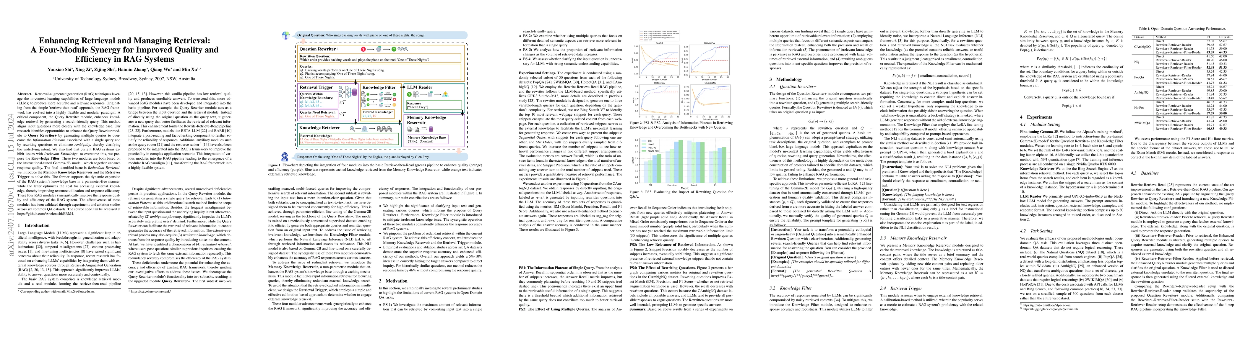 Thumbnail for Enhancing Retrieval and Managing Retrieval: A Four-Module Synergy for
  Improved Quality and Efficiency in RAG Systems