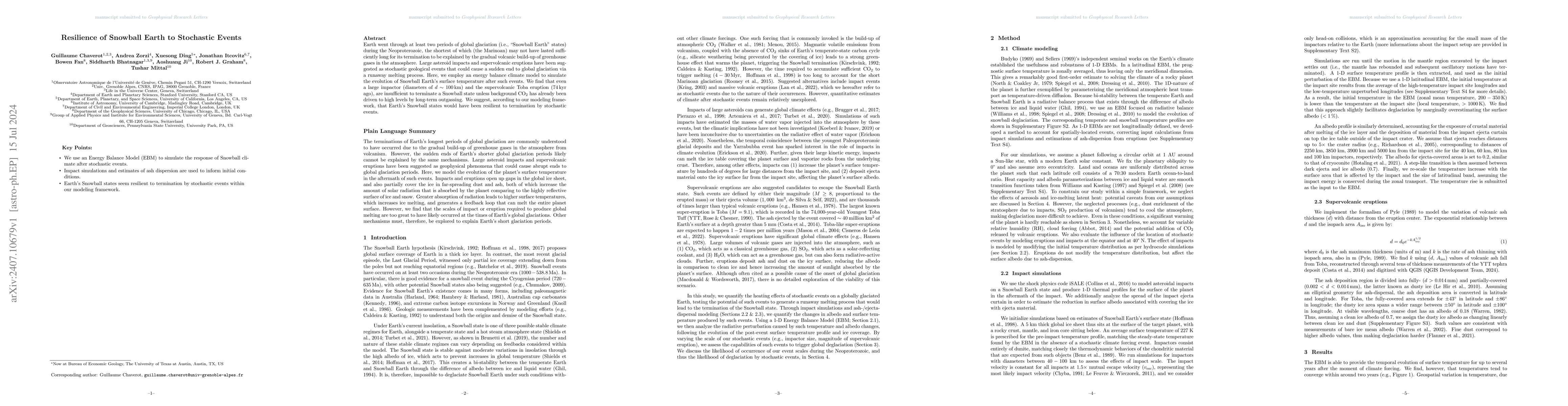 Thumbnail for Resilience of Snowball Earth to Stochastic Events