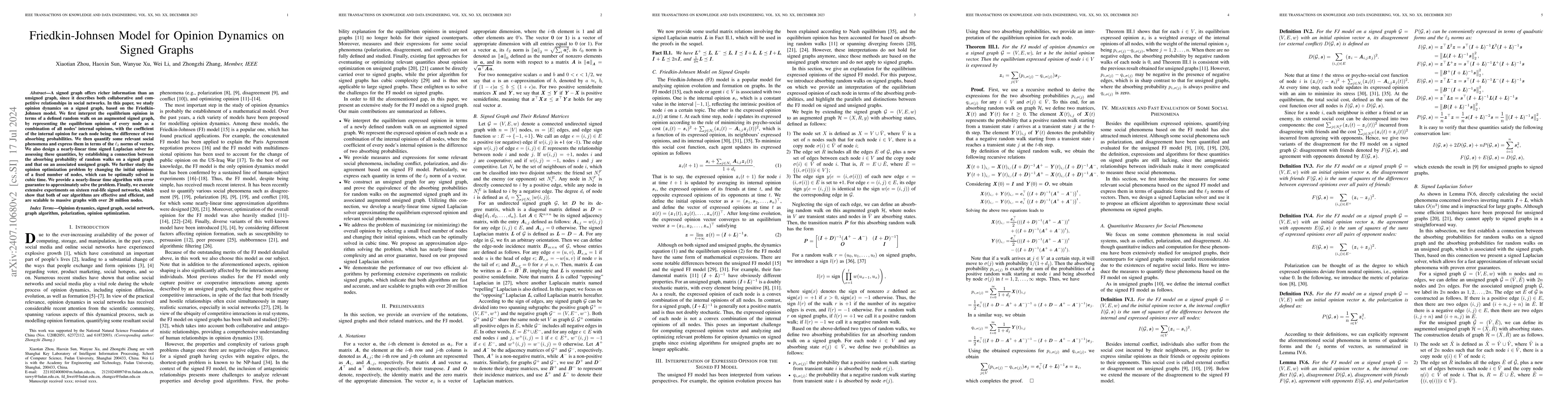 Thumbnail for Friedkin-Johnsen Model for Opinion Dynamics on Signed Graphs