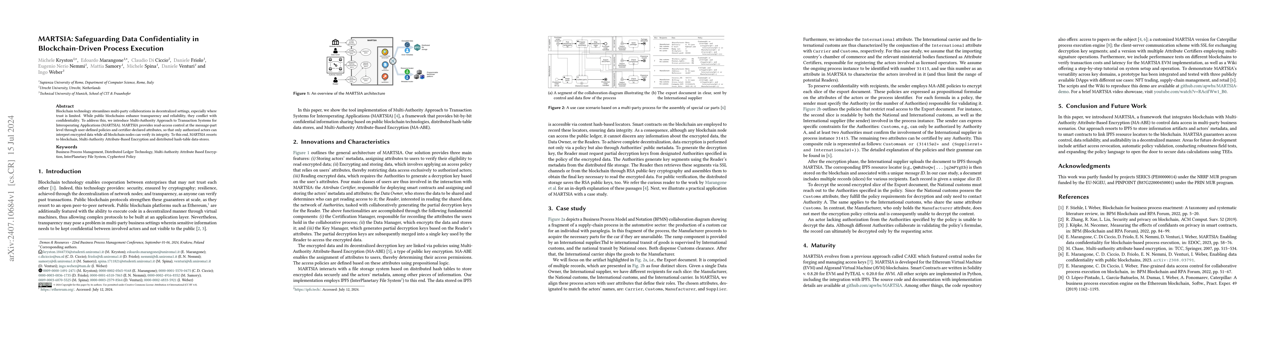 Thumbnail for MARTSIA: Safeguarding Data Confidentiality in Blockchain-Driven Process
  Execution