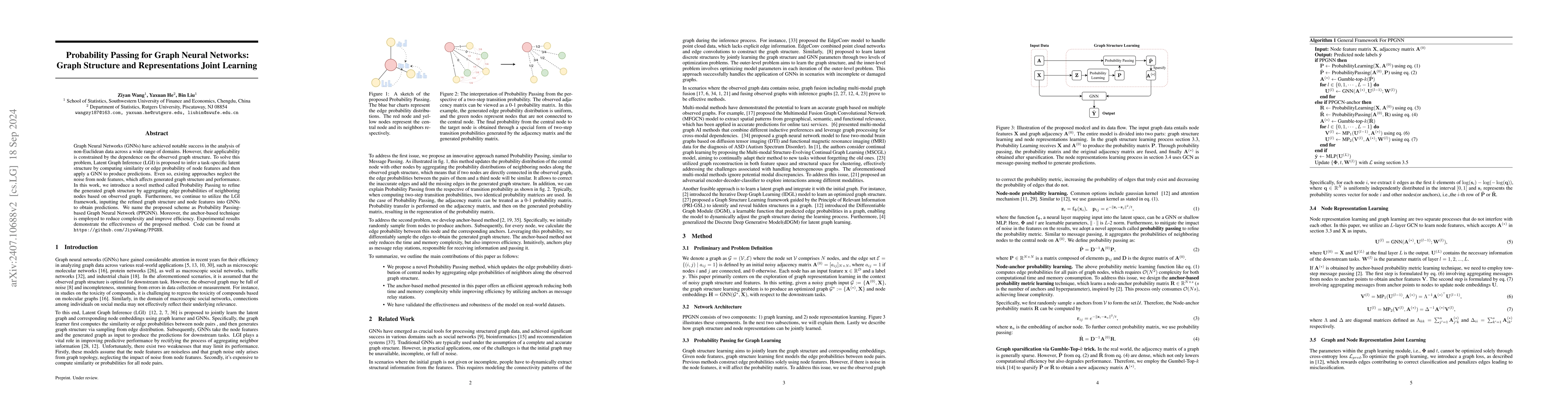 Thumbnail for Probability Passing for Graph Neural Networks: Graph Structure and
  Representations Joint Learning