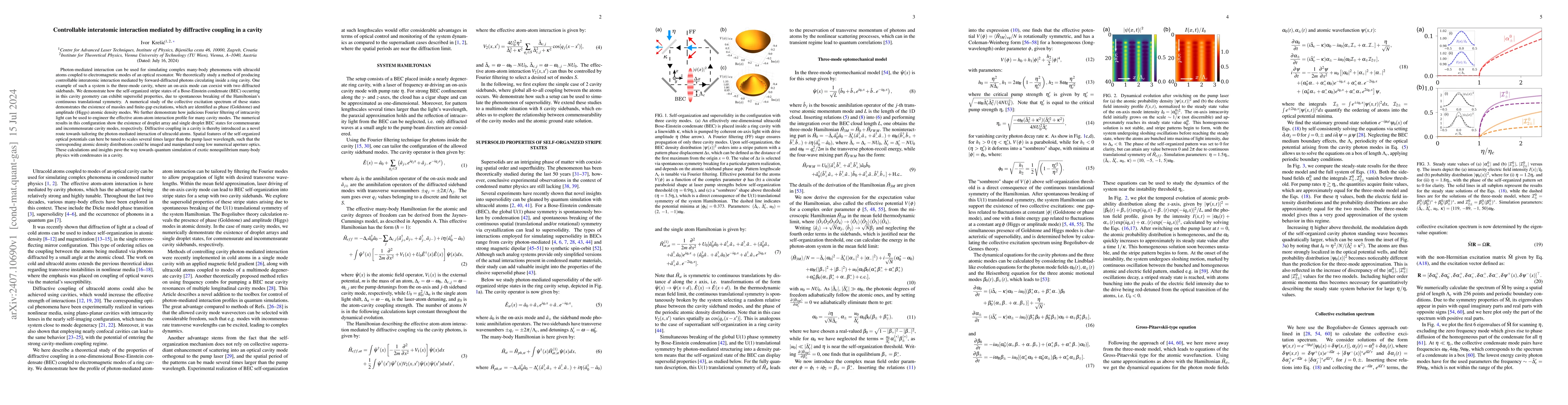 Thumbnail for Controllable interatomic interaction mediated by diffractive coupling in
  a cavity