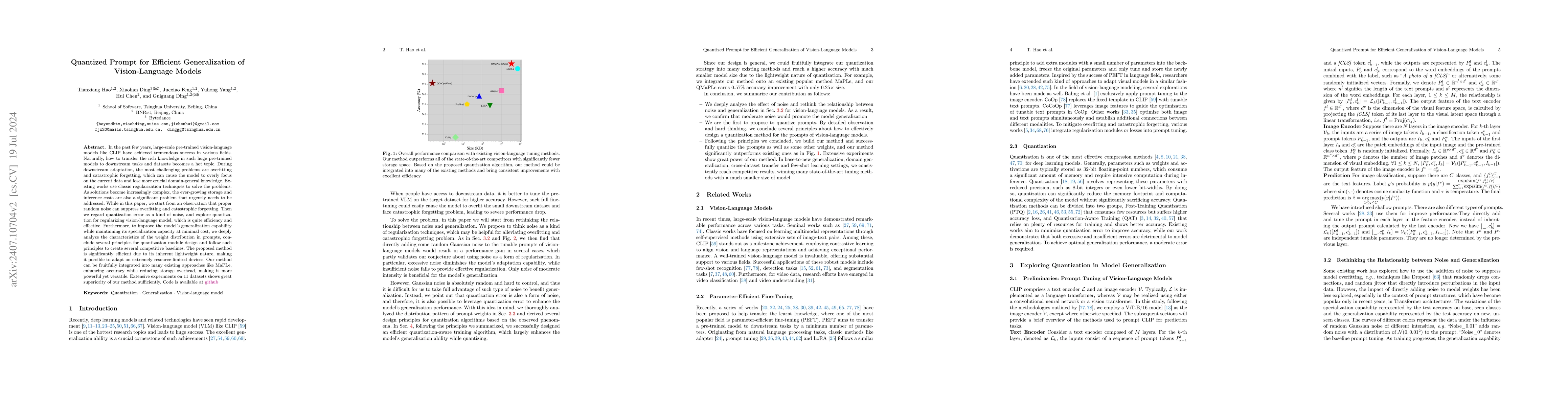 Thumbnail for Quantized Prompt for Efficient Generalization of Vision-Language Models