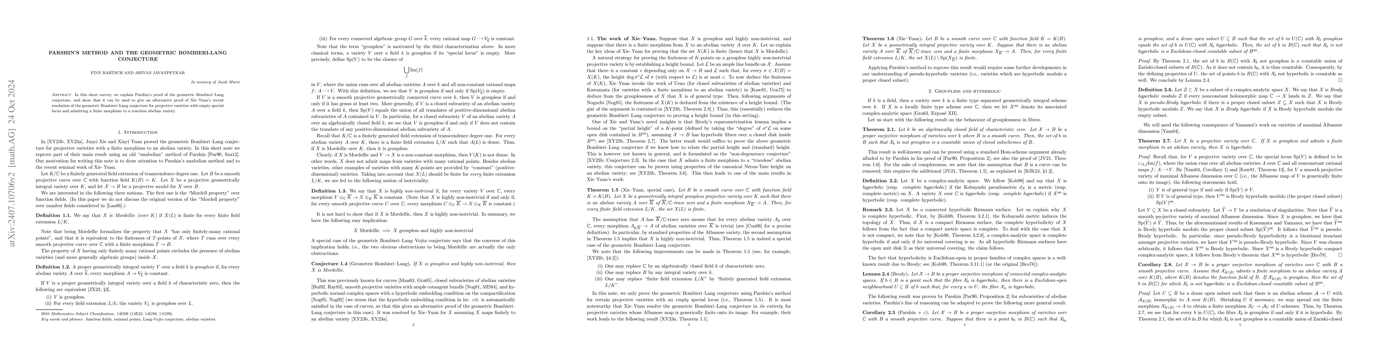 Thumbnail for Parshin's method and the geometric Bombieri-Lang conjecture