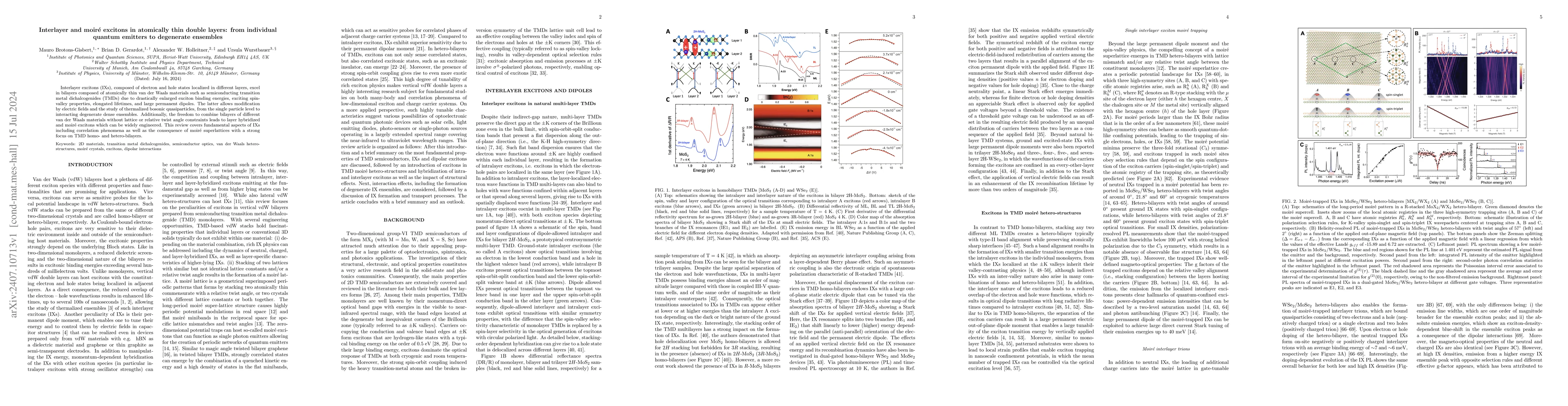 Thumbnail for Interlayer and moiré excitons in atomically thin double layers: from
  individual quantum emitters to degenerate ensembles