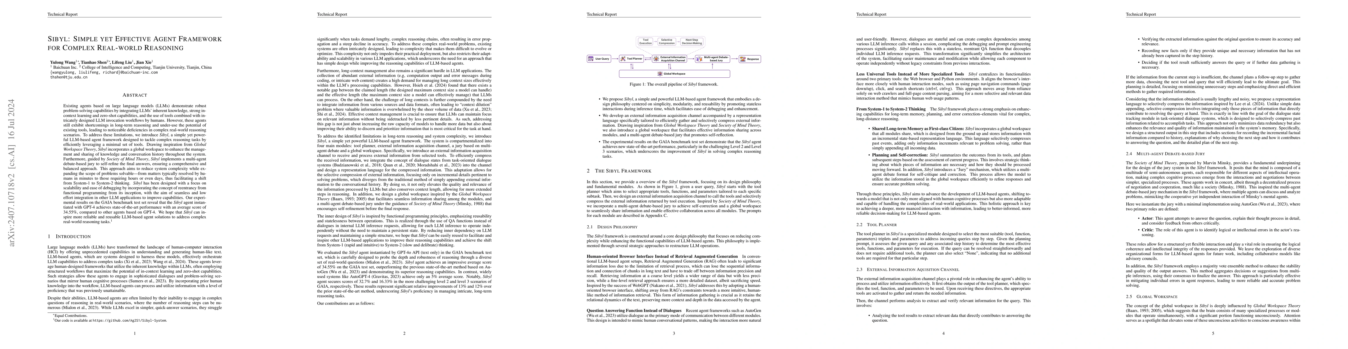 Thumbnail for Sibyl: Simple yet Effective Agent Framework for Complex Real-world
  Reasoning