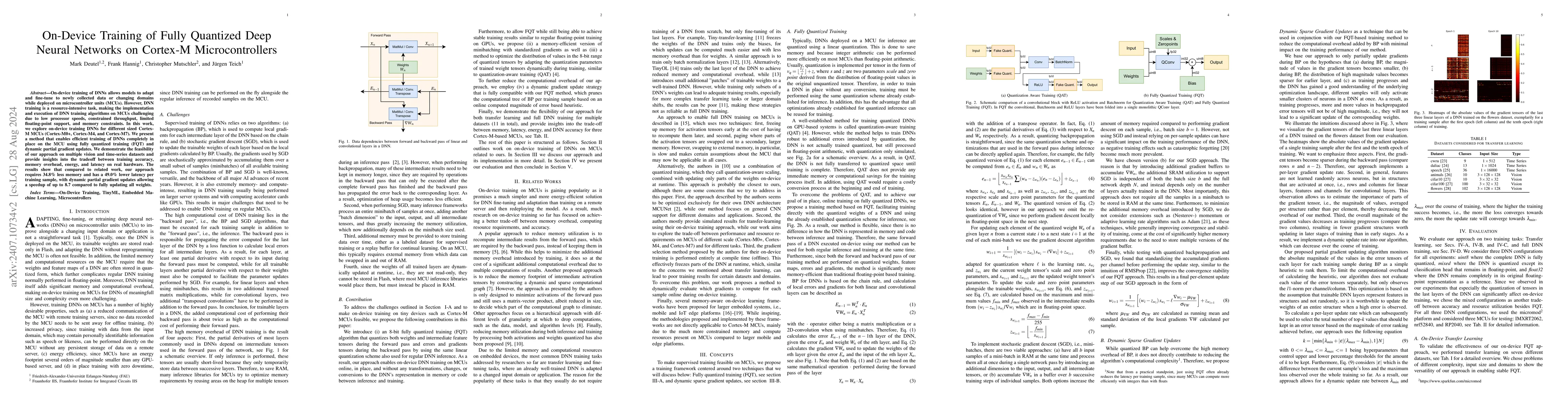 Thumbnail for On-Device Training of Fully Quantized Deep Neural Networks on Cortex-M
  Microcontrollers