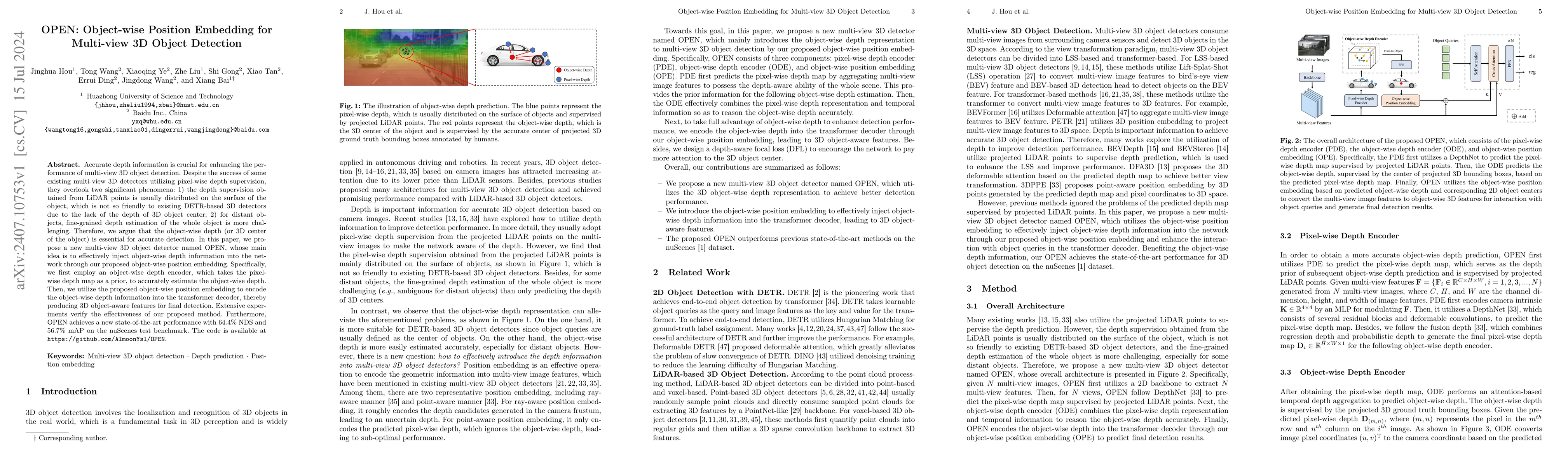 Thumbnail for OPEN: Object-wise Position Embedding for Multi-view 3D Object Detection