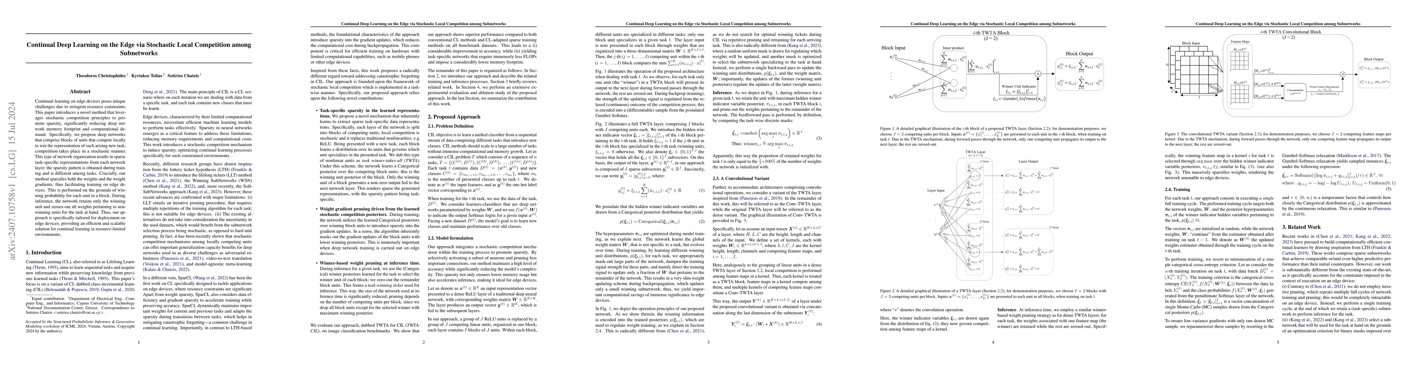 Thumbnail for Continual Deep Learning on the Edge via Stochastic Local Competition
  among Subnetworks