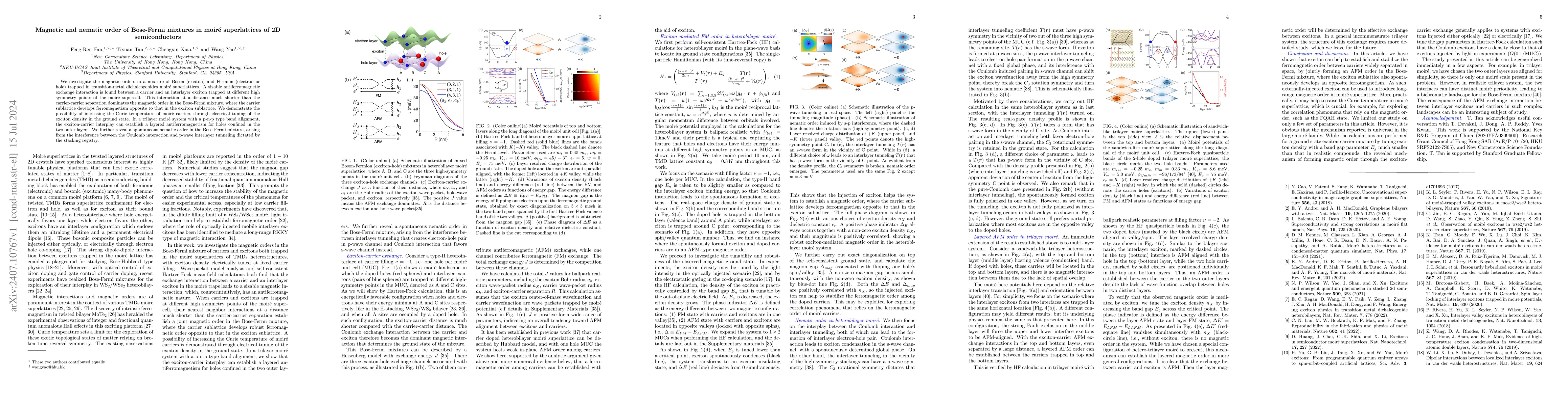 Thumbnail for Magnetic and nematic order of Bose-Fermi mixtures in moiré
  superlattices of 2D semiconductors