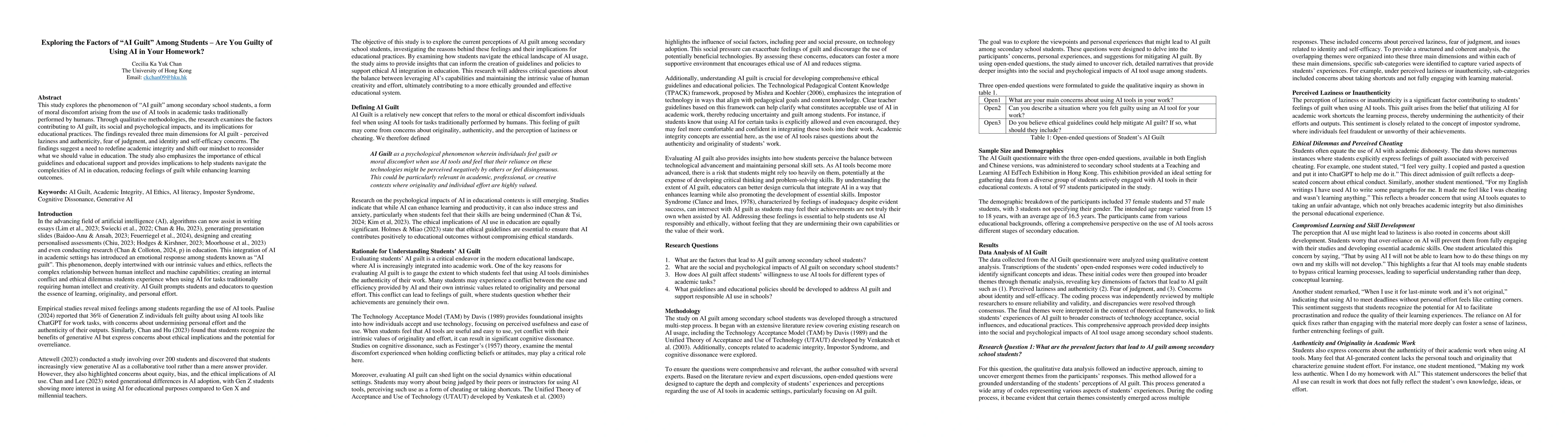 Thumbnail for Exploring the Factors of "AI Guilt" Among Students -- Are You Guilty of
  Using AI in Your Homework?