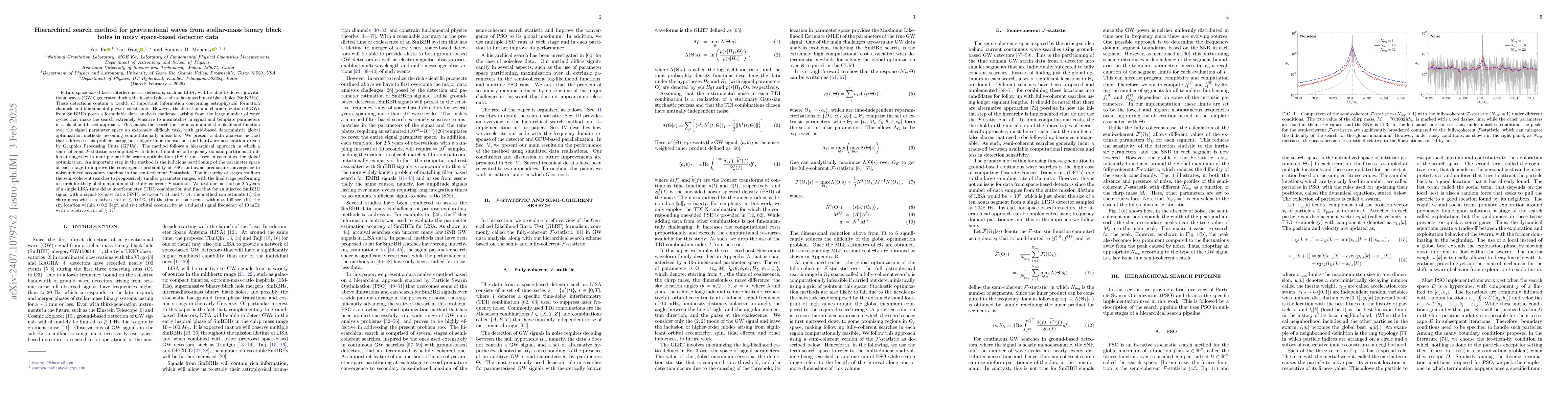 Thumbnail for Hierarchical search method for gravitational waves from stellar-mass
  binary black holes in noisy space-based detector data