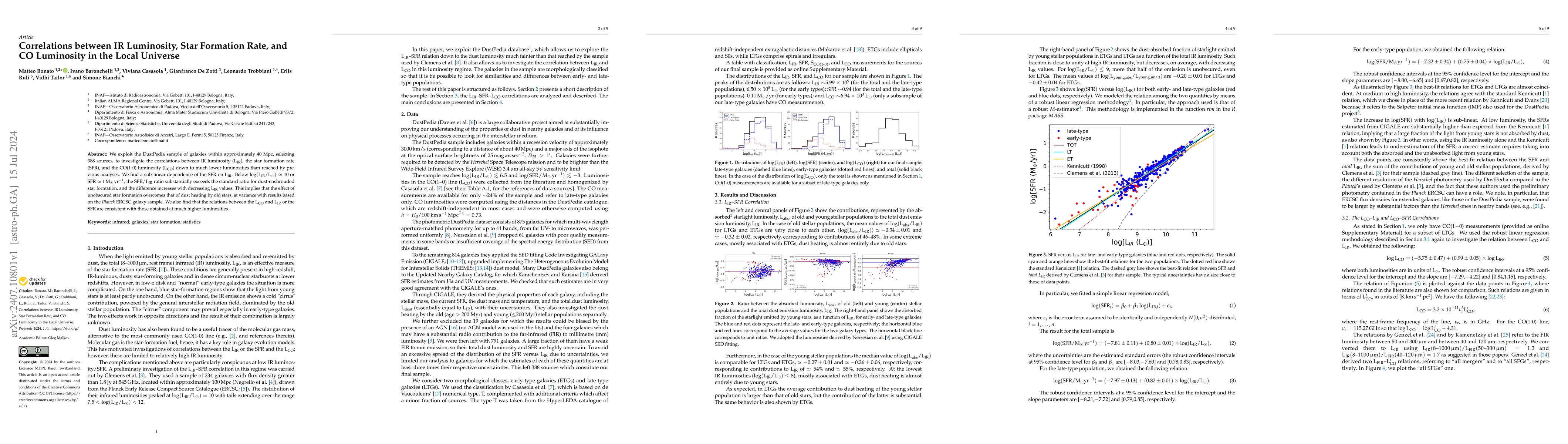 Thumbnail for Correlations between IR Luminosity, Star Formation Rate, and CO
  Luminosity in the Local Universe