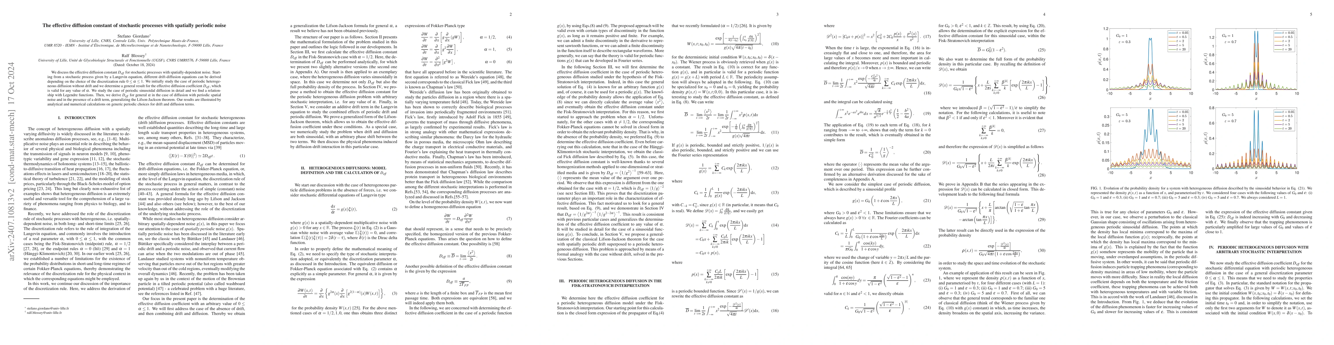 Thumbnail for The effective diffusion constant of stochastic processes with spatially
  periodic noise