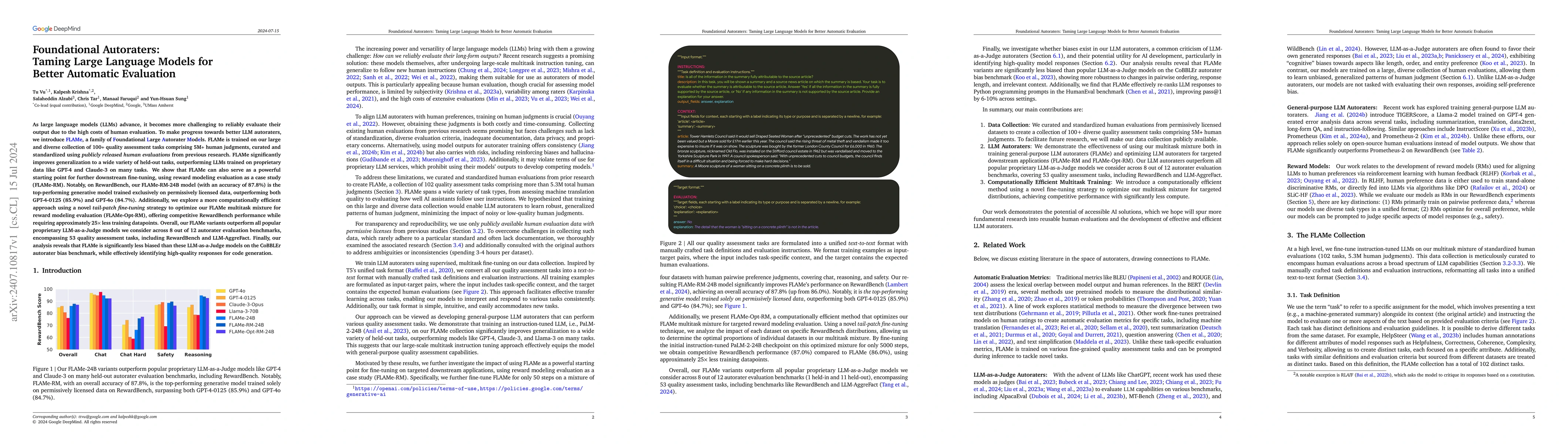 Thumbnail for Foundational Autoraters: Taming Large Language Models for Better
  Automatic Evaluation