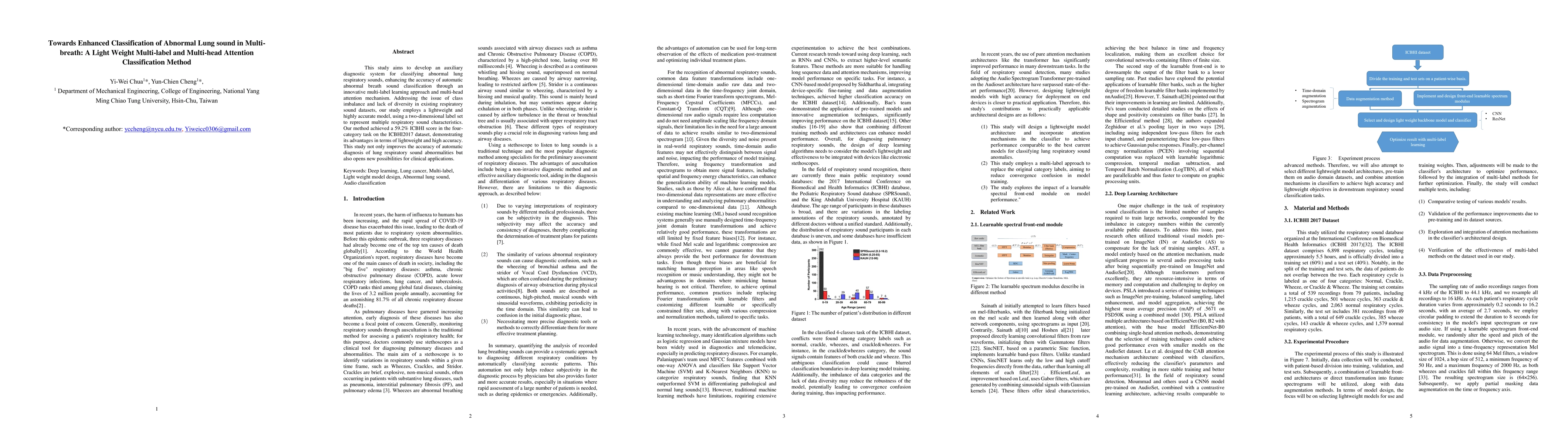 Thumbnail for Towards Enhanced Classification of Abnormal Lung sound in Multi-breath:
  A Light Weight Multi-label and Multi-head Attention Classification Method