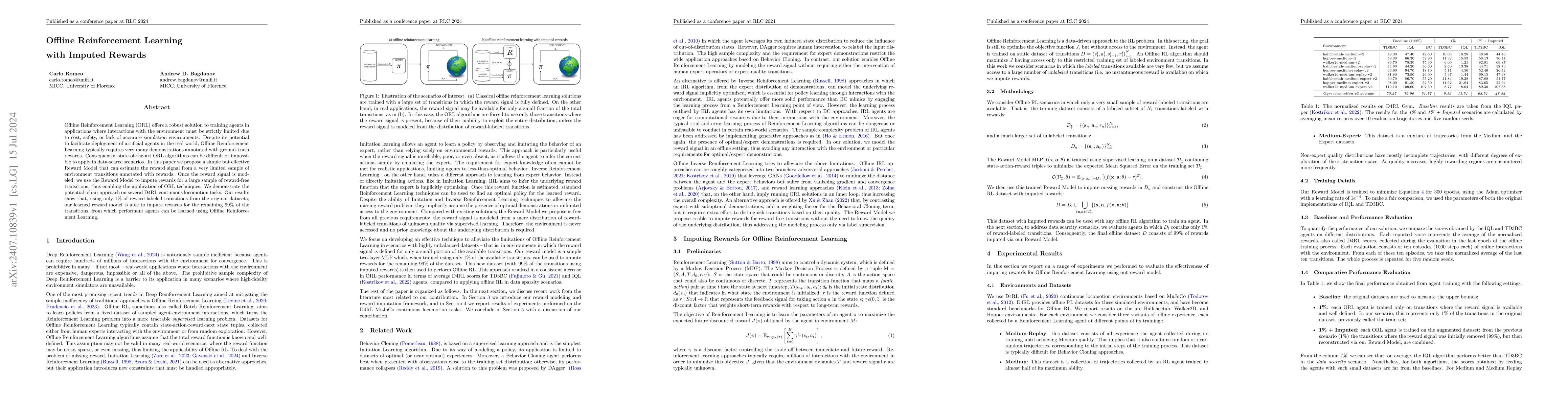 Thumbnail for Offline Reinforcement Learning with Imputed Rewards